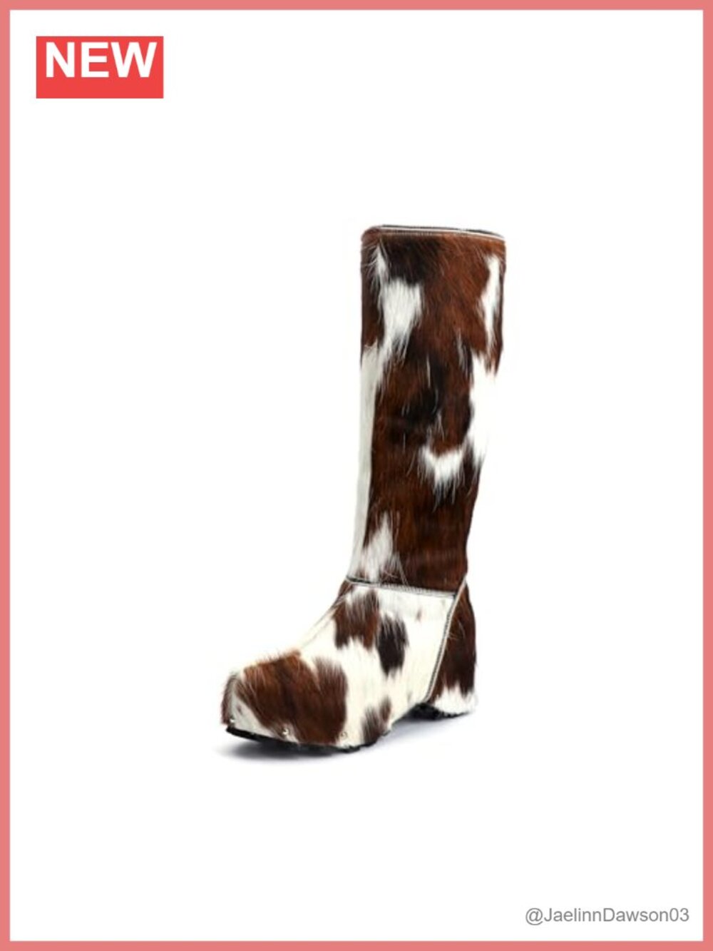 Cowhide Calf Hair Knee-High Winter Boots Wool-Lined Fur Snow Boots